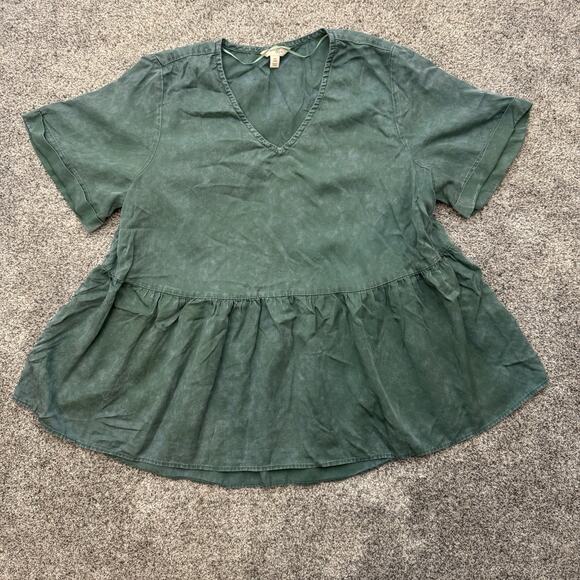 Terra & Sky Peplum Top Sz 0X 14W Plus Peasant Prairie Boho Cottagecore Fairycore - Picture 1 of 8